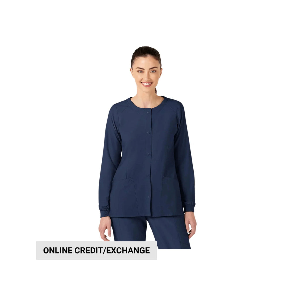 Wink Women's Crew Neck Warm Up Scrub Jacket - Navy - Lenny's Shoe & Apparel