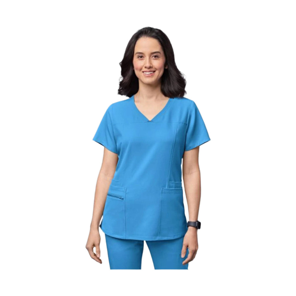 Wink Women's Curved V Neck 5 Pocket Scrub Top - Malibu Blue - Lenny's Shoe & Apparel