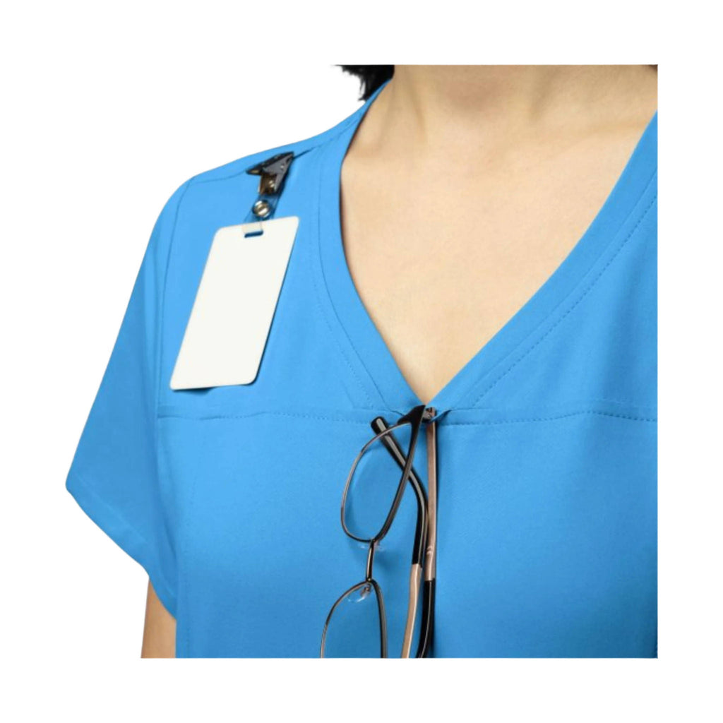 Wink Women's Curved V Neck 5 Pocket Scrub Top - Malibu Blue - Lenny's Shoe & Apparel