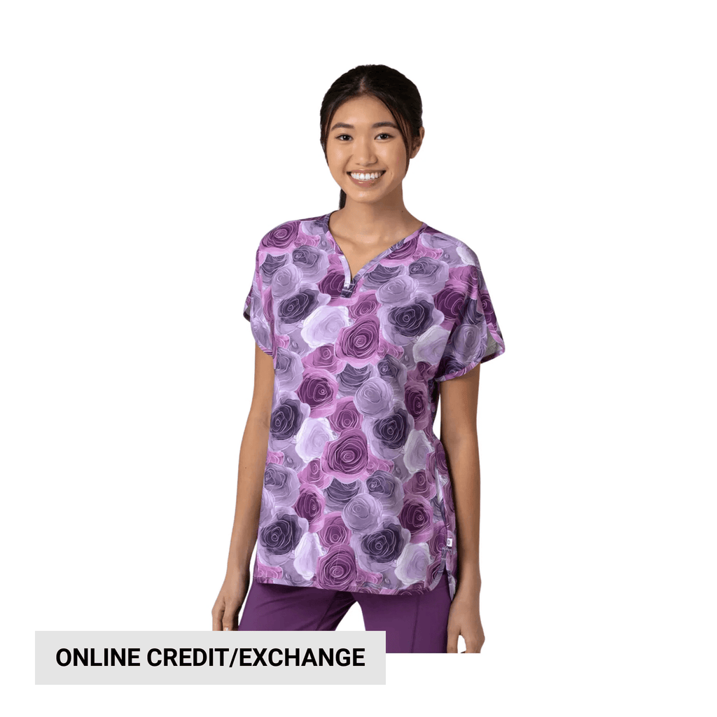 Wink Women's Dolman Fashion Print Scrub Top - Grace Bouquet - Lenny's Shoe & Apparel