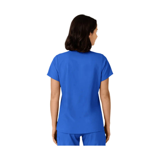 Royal blue short-sleeve scrub top shown from the back