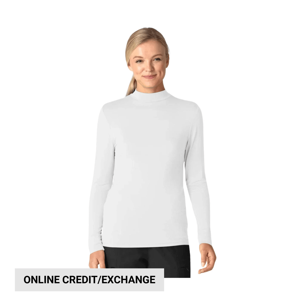 Wink Women's Long Sleeve Mock Neck Silky Tee - White - Lenny's Shoe & Apparel
