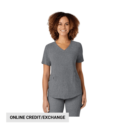 Wink Women's Renew V Neck Scrub Top - Grey Heather - Lenny's Shoe & Apparel