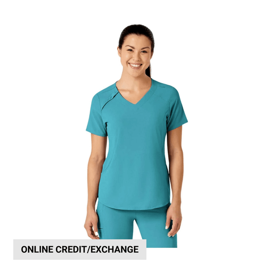 Wink Women's Renew Zip Accent Scrub Top - Teal Blue - Lenny's Shoe & Apparel
