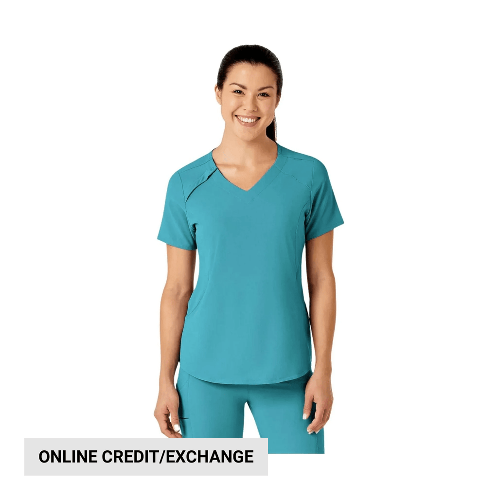 Wink Women's Renew Zip Accent Scrub Top - Teal Blue - Lenny's Shoe & Apparel