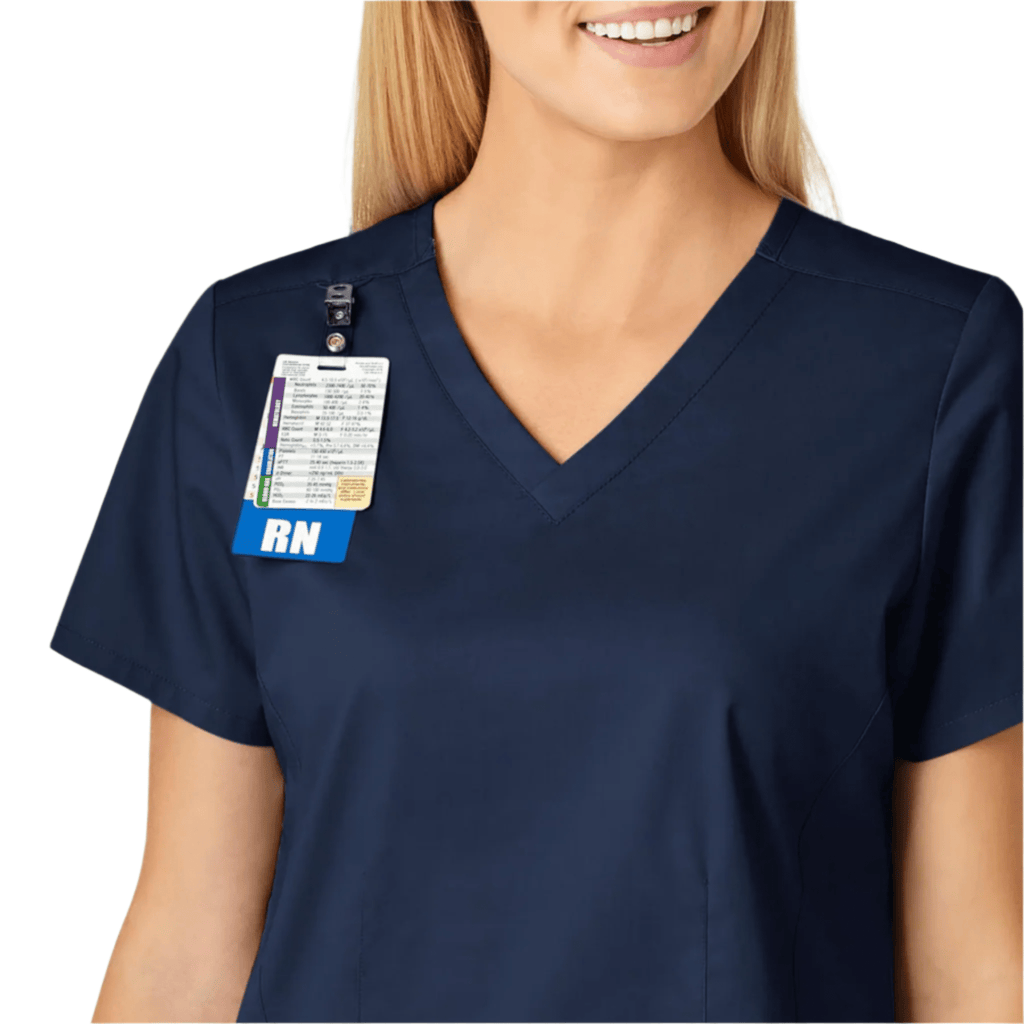 Wink Women's Shaped V Neck Scrub Top - Navy Blue - Lenny's Shoe & Apparel