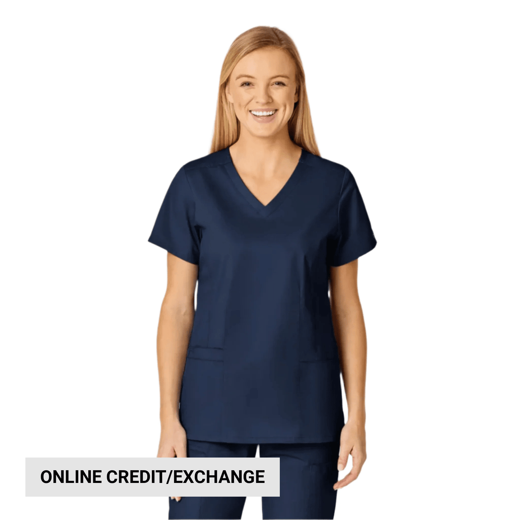 Wink Women's Shaped V Neck Scrub Top - Navy Blue - Lenny's Shoe & Apparel