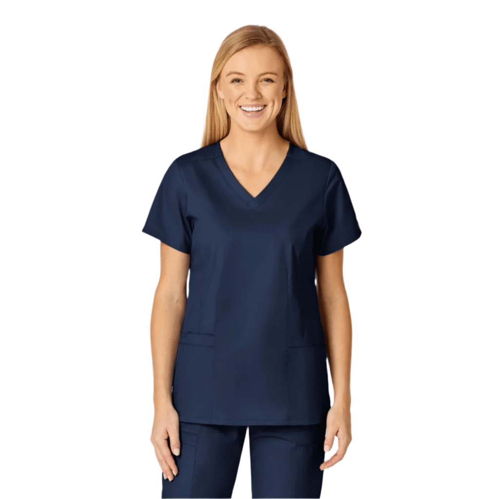 Wink Women's Shaped V Neck Scrub Top - Navy Blue - Lenny's Shoe & Apparel