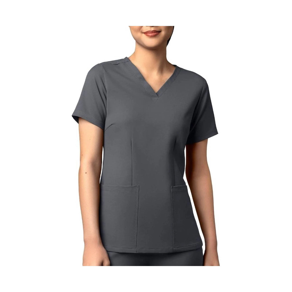 Wink Women's Thrive Fitted 3 Pocket V Neck Scrub Top - Pewter - Lenny's Shoe & Apparel