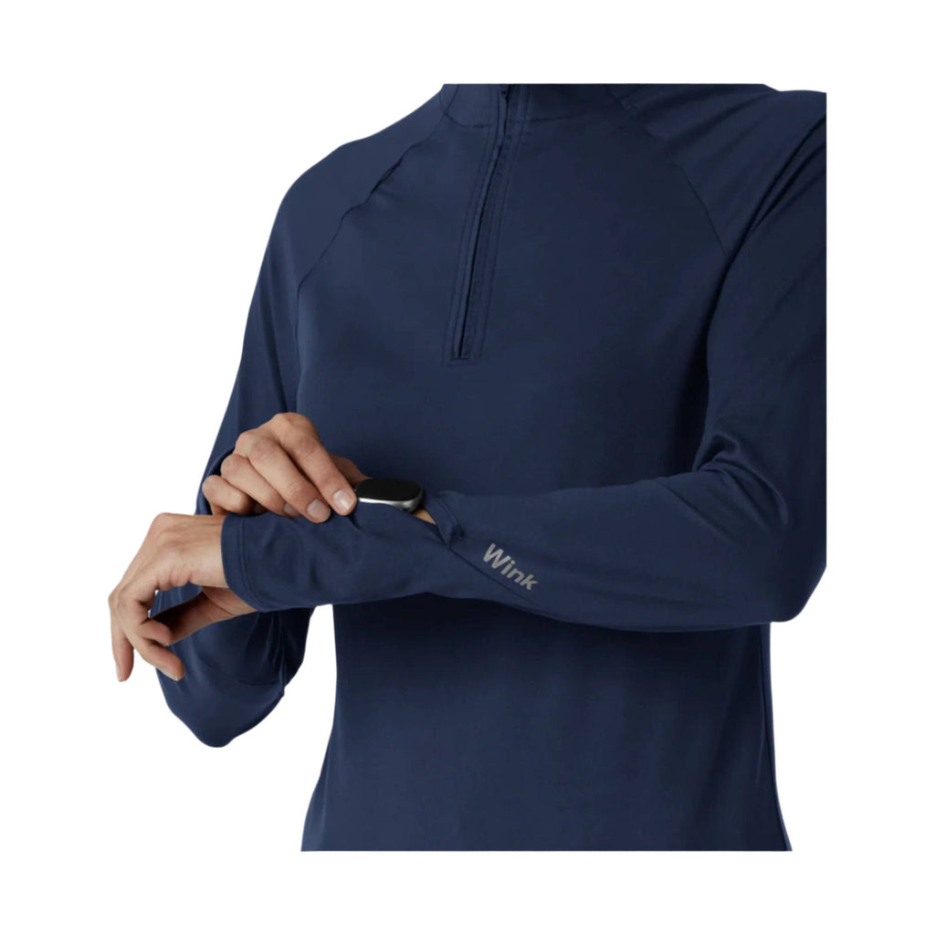 Wink Women's Watch Window Quarter Zip Top - Navy - Lenny's Shoe & Apparel