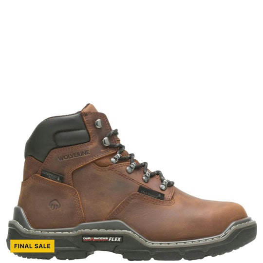 Wolverine Men's Raider DuraShocks Waterproof 6 Inch Met Guard Composite Toe Work Boots - Peanut - FINAL SALE - Lenny's Shoe & Apparel