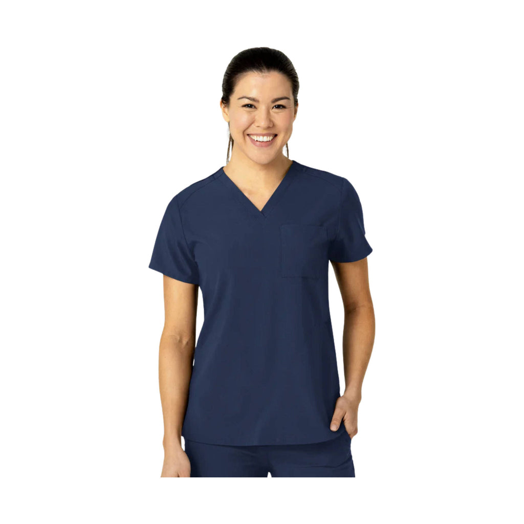 Wonder Wink Women's Flex n Reach V Neck Scrub Top - Navy - Lenny's Shoe & Apparel