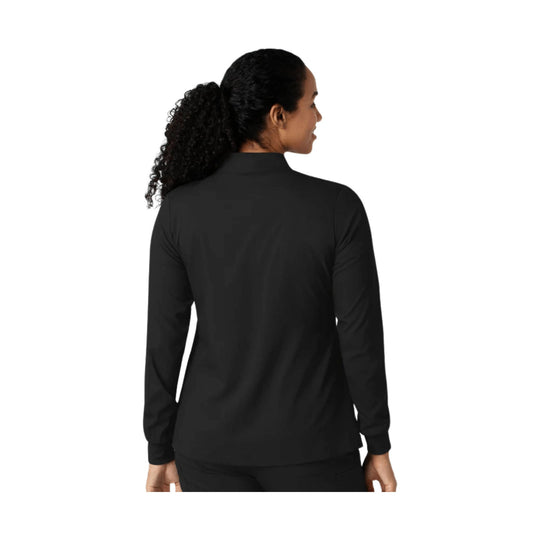 Black long-sleeve zip-up athletic jacket shown from the back