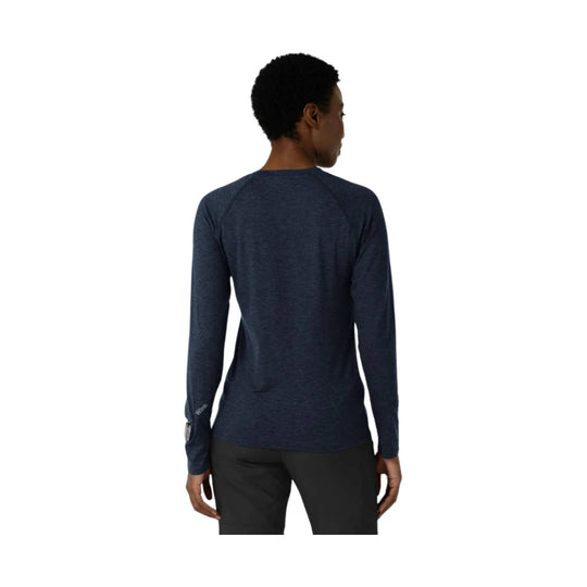 Navy long-sleeve athletic top shown from the back