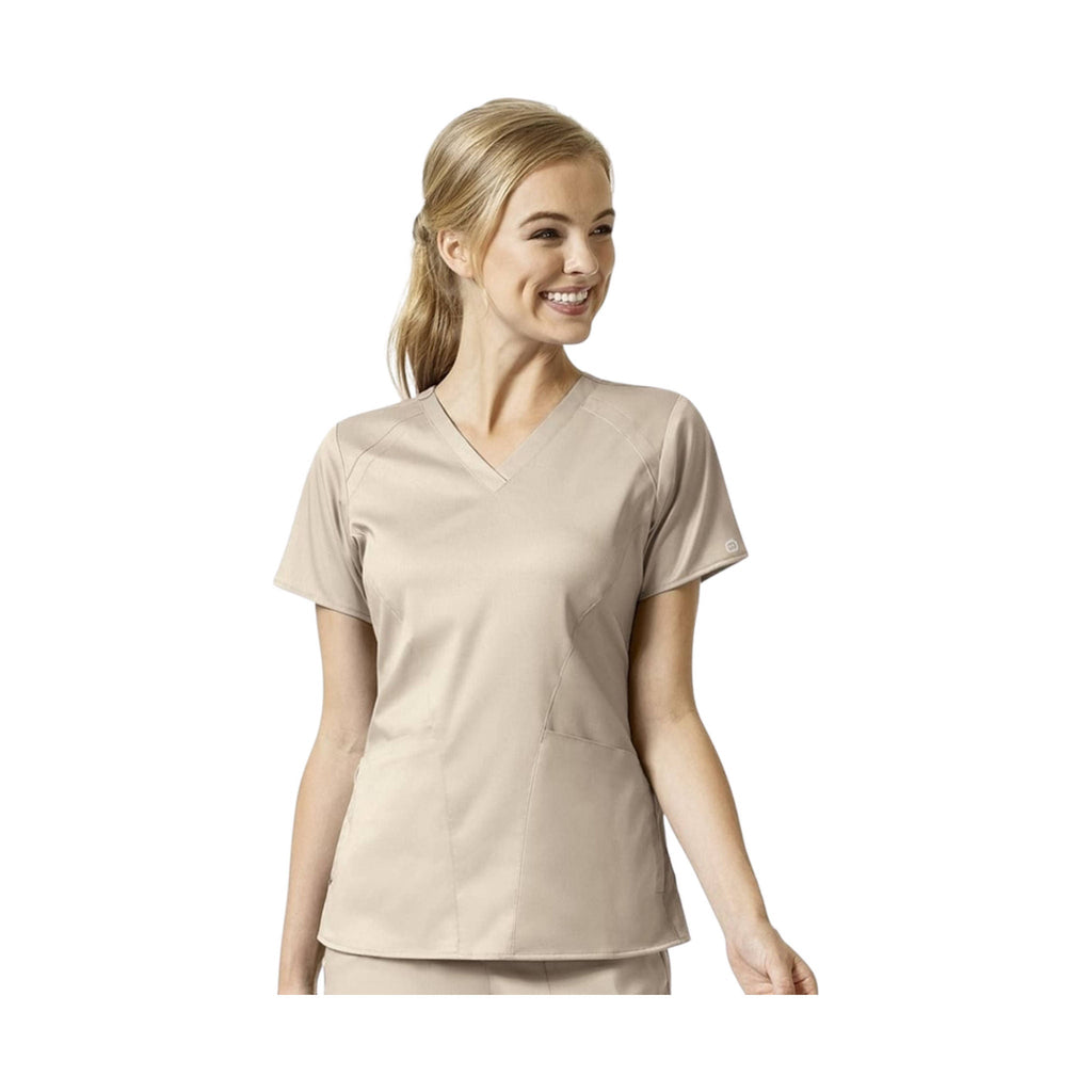 WonderWink Women's 4 Pocket V Neck Scrub Top - Khaki - Lenny's Shoe & Apparel