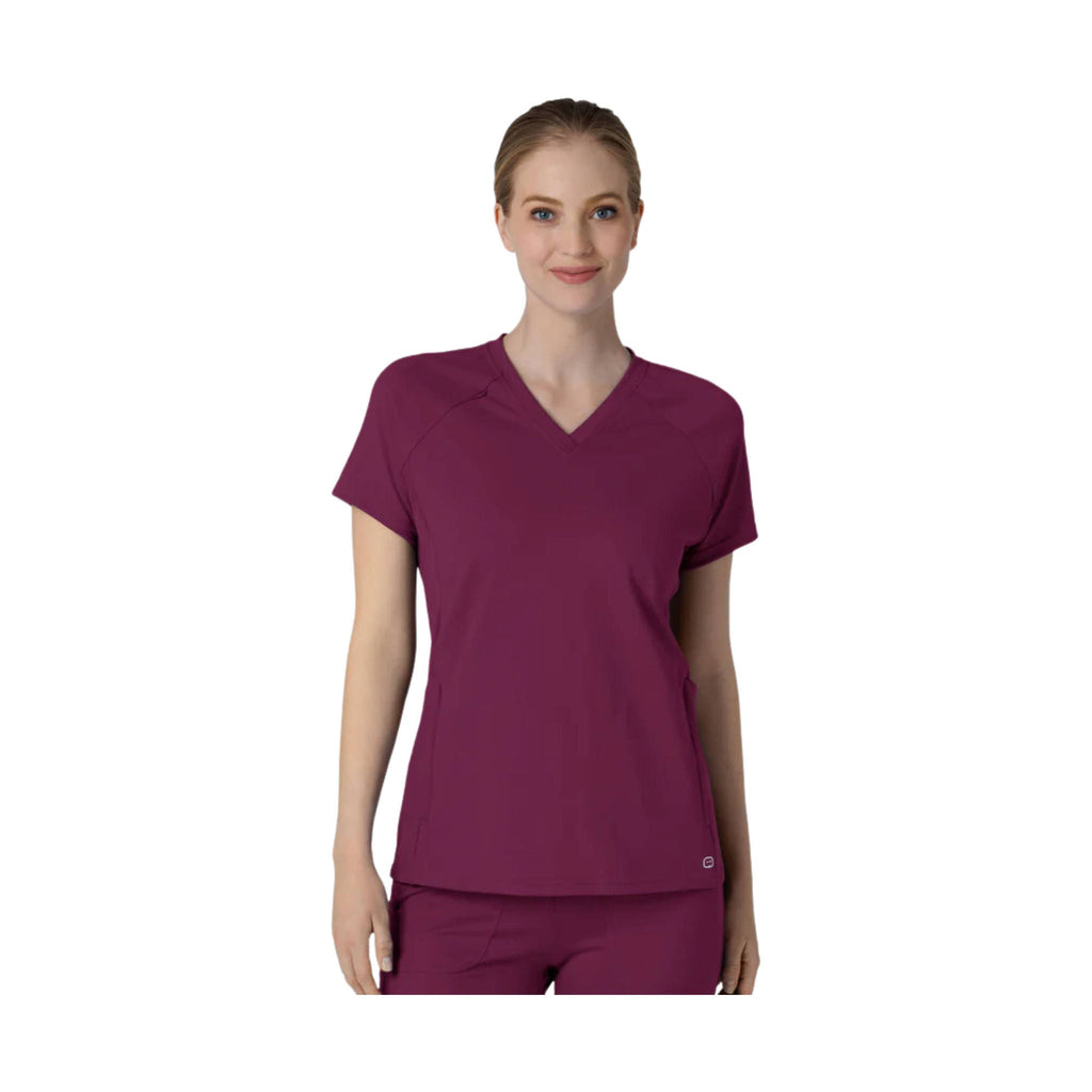 WonderWink Women's Flex n Reach V Neck Raglan Scrub Top - Wine - Lenny's Shoe & Apparel