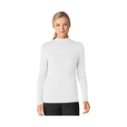 WonderWink Women's Long Sleeve Mock Neck Silky Tee - White - ONLINE STORE CREDIT/EXCHANGE ONLY - Lenny's Shoe & Apparel