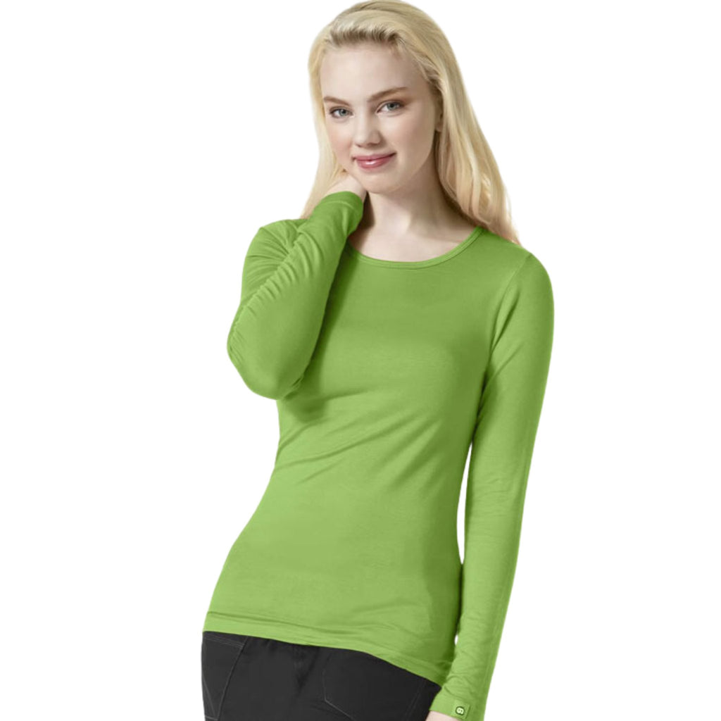 WonderWink Women's Silky Long Sleeve Top - Green Apple - Lenny's Shoe & Apparel