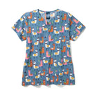 WonderWink Zoe Chloe Women's Performance Notch Neck Print Scrub Top - Llama Rama - Lenny's Shoe & Apparel