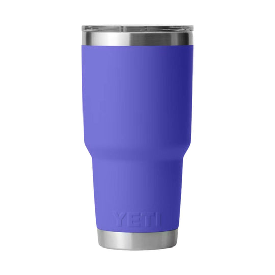 Purple insulated tumbler with stainless steel top and base