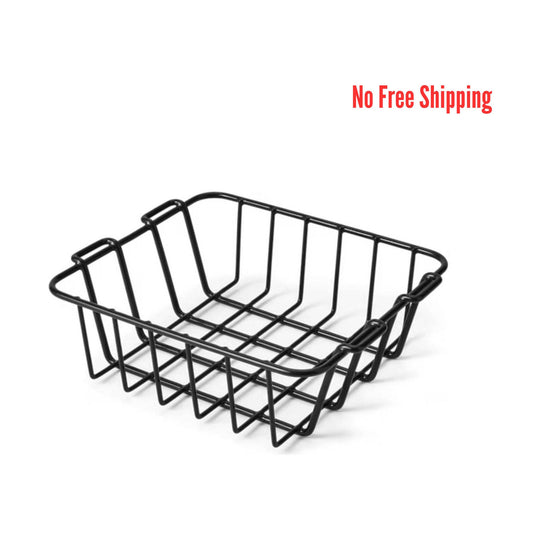 Black wire basket with rectangular shape and slanted sides