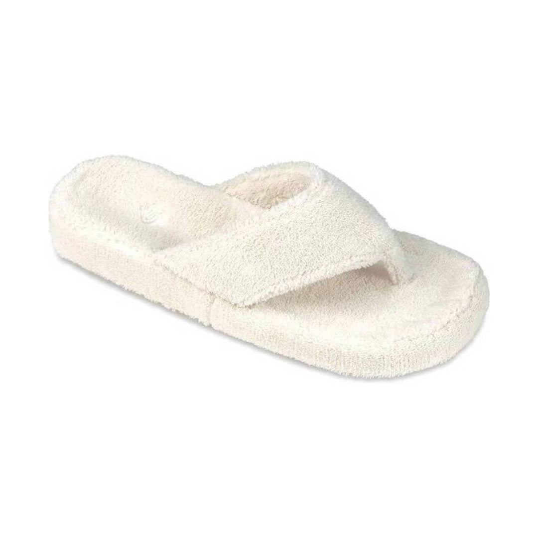 Cream fuzzy thong slide slipper with thick cushioned sole