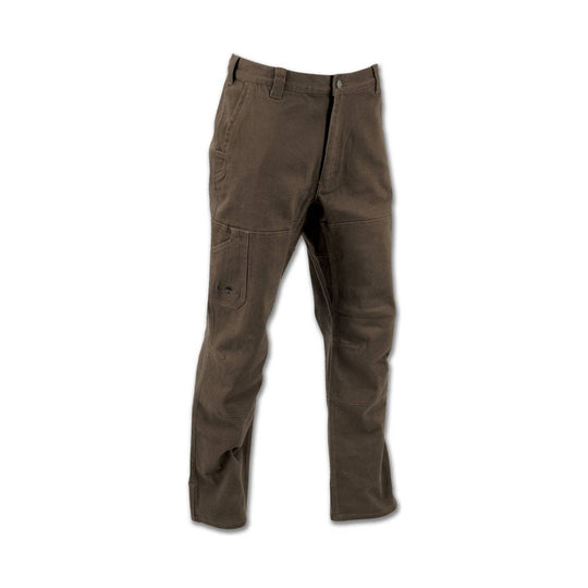 Brown work pants with cargo pockets and reinforced knees