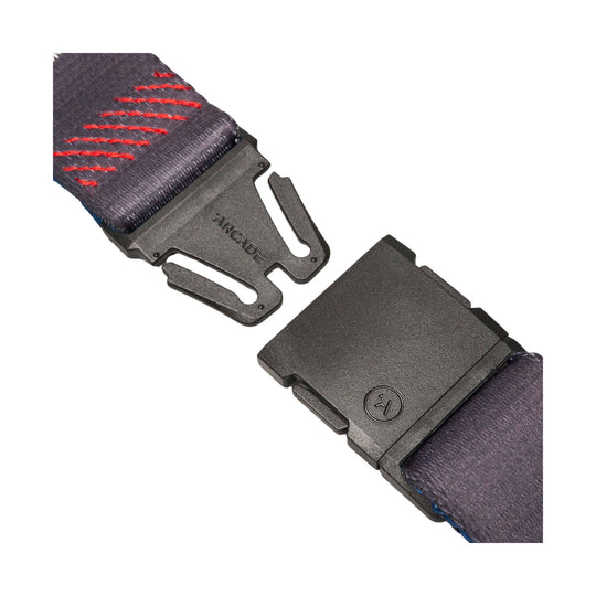 Charcoal belt with black buckle hardware and woven strap details