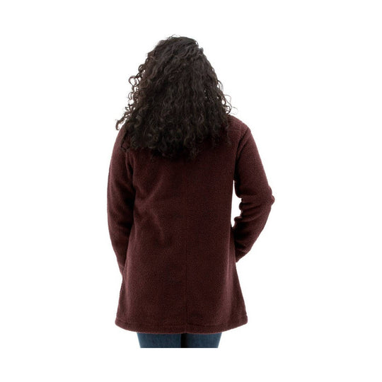 Dark brown fleece coat shown from the back