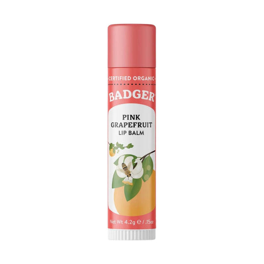 Coral tube lip balm with grapefruit illustration
