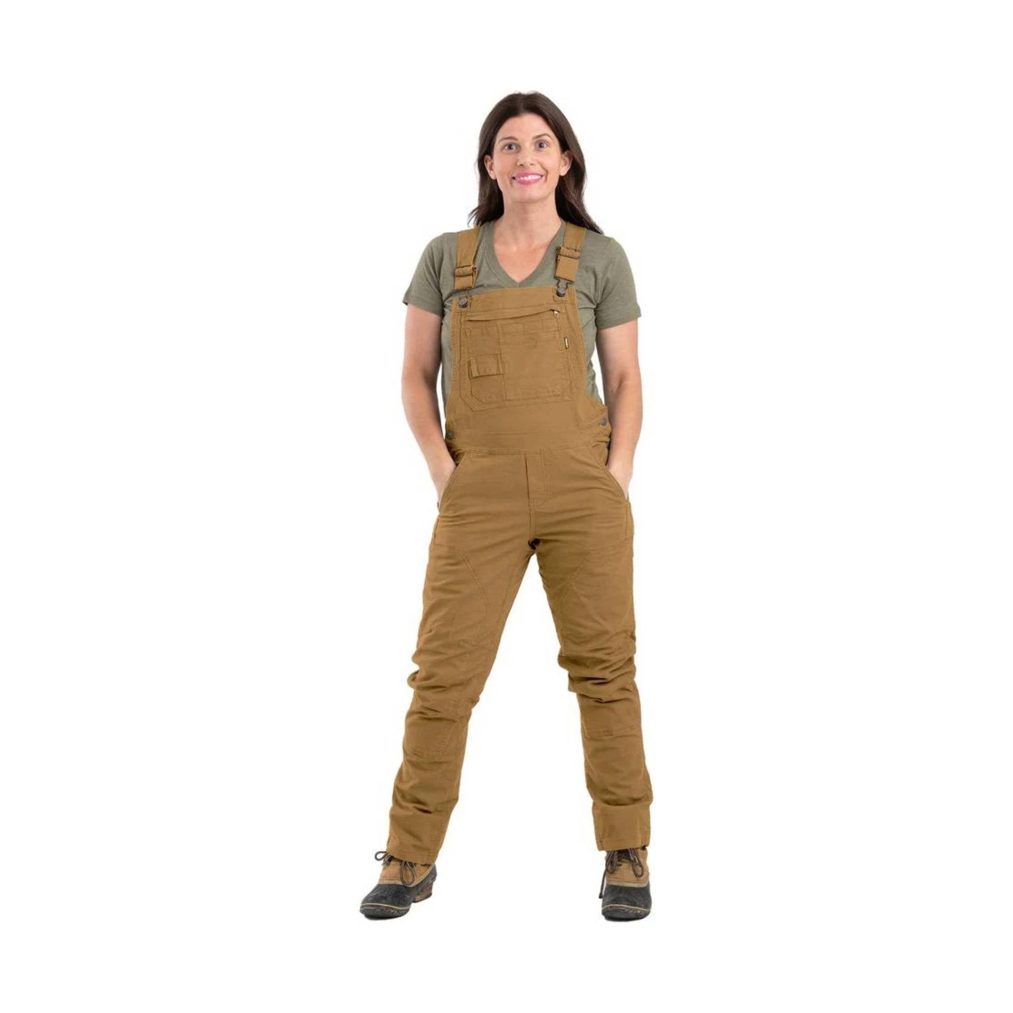 Berne Women's Unlined Stretch Duck Bib Overalls Brown