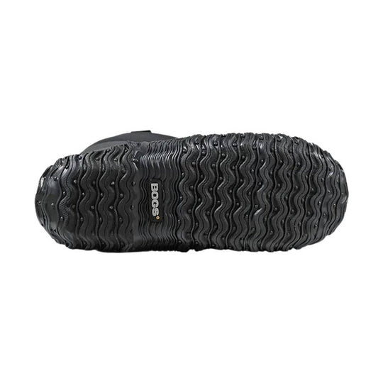 Black boot sole with wavy tread and BOGS logo