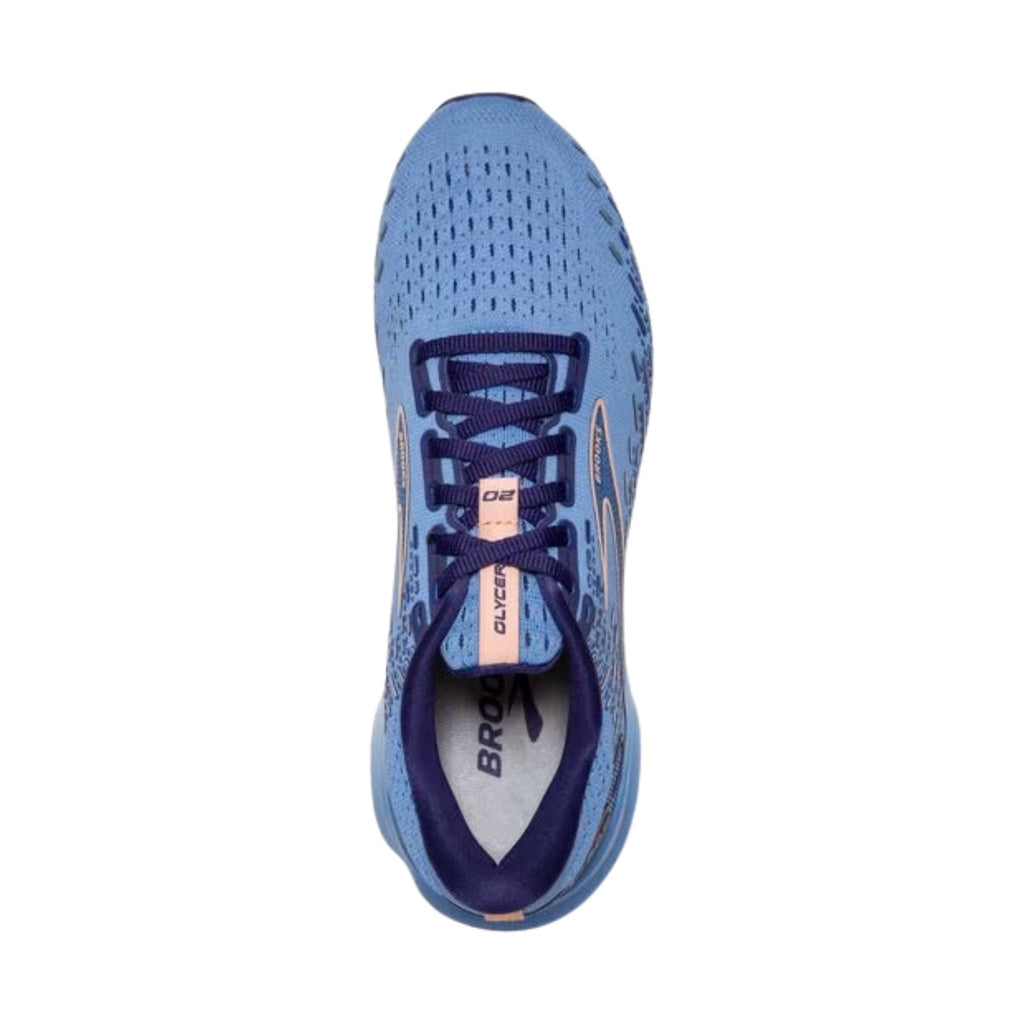 Brooks Women's Glycerin 20 Running Shoe - Blissful Blue/ Peach/ White - Lenny's Shoe & Apparel