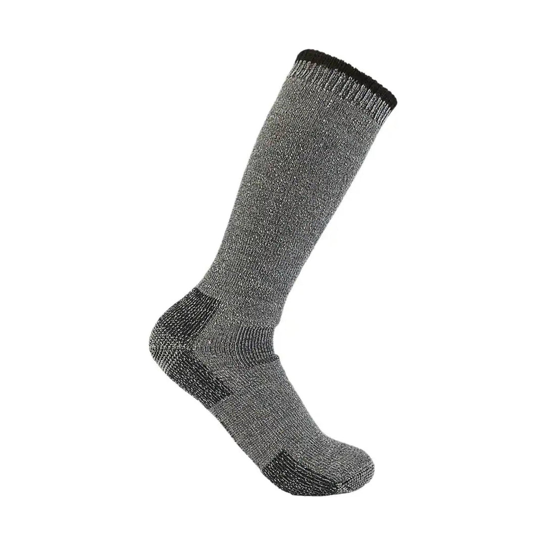 Gray and black knee-high boot sock with reinforced heel and toe