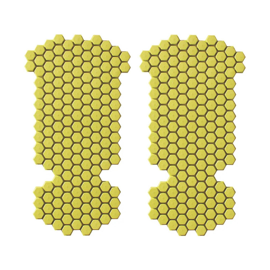 Pair of yellow hexagonal foam knee pads
