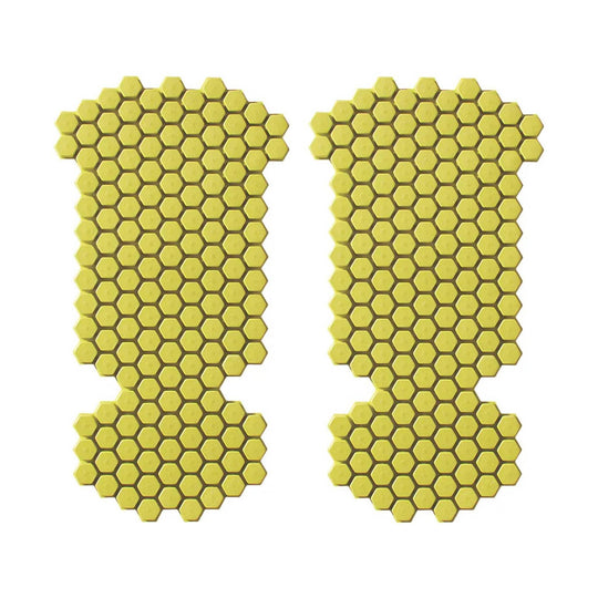 Pair of yellow hexagonal foam knee pads