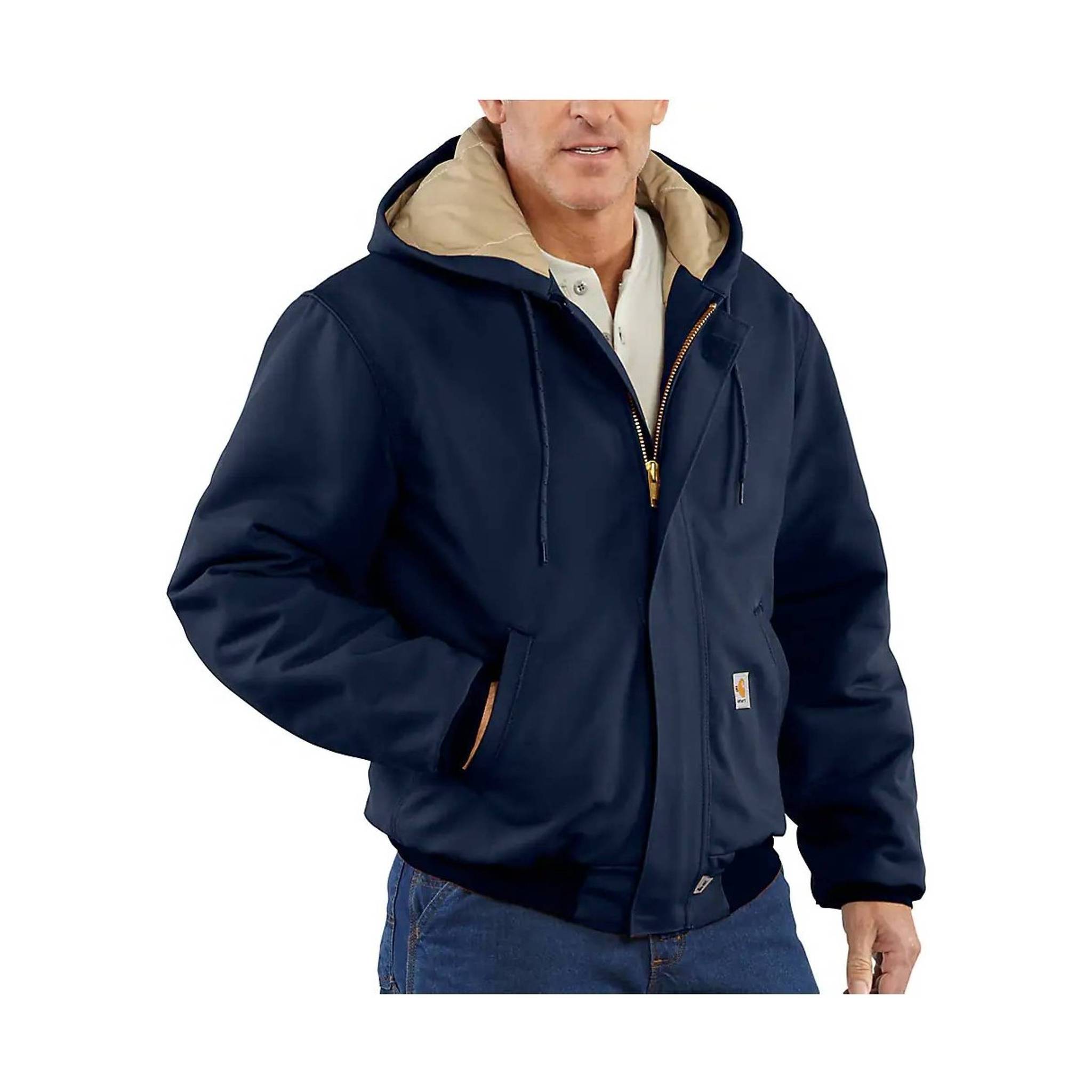 Carhartt フード付きジャケット ネイビー Carhartt Men's Flame Resistant Duck Active Jacket - Dark Navy