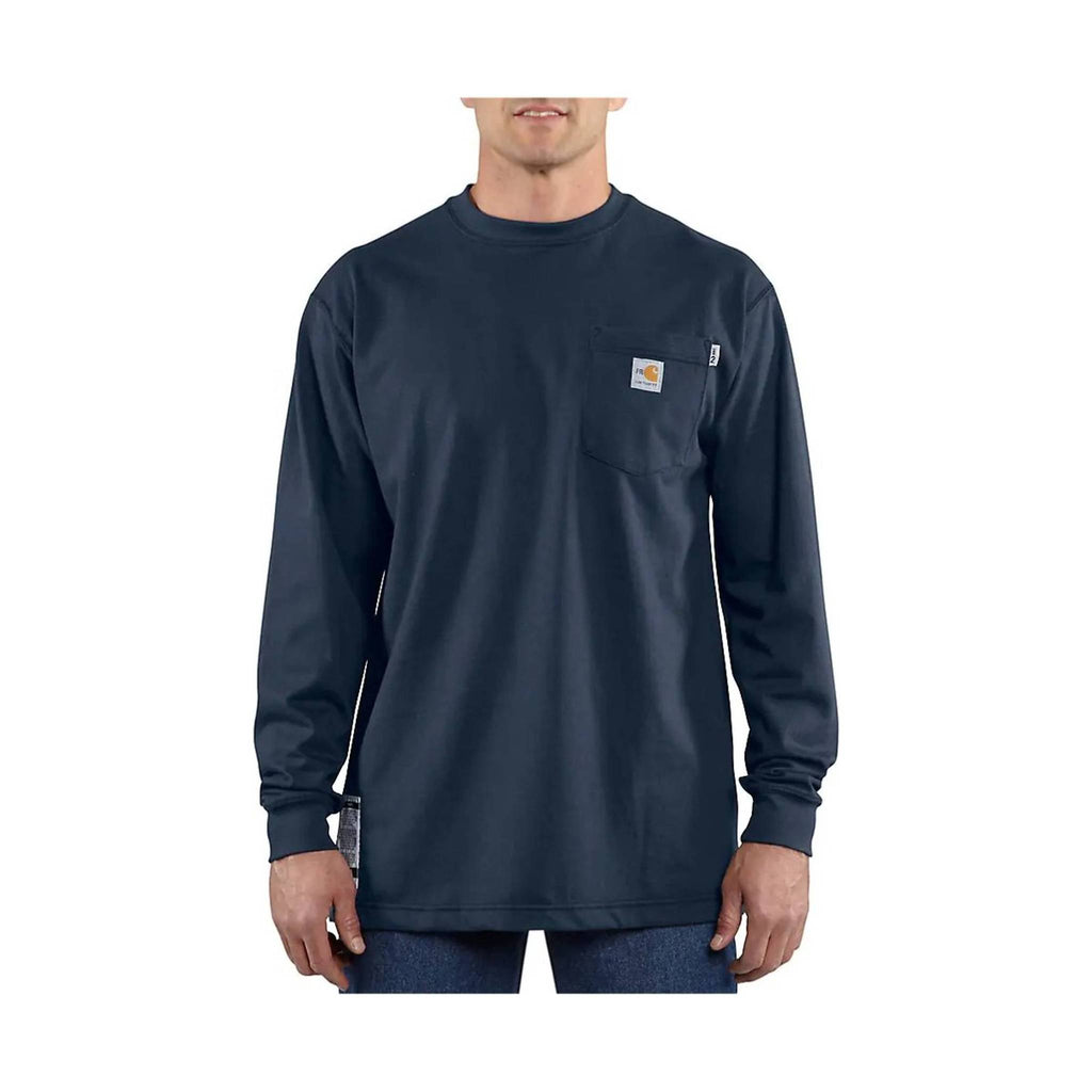 Carhartt Men's Flame Resistant Force Cotton Long-Sleeve T-Shirt - Dark Navy - Lenny's Shoe & Apparel