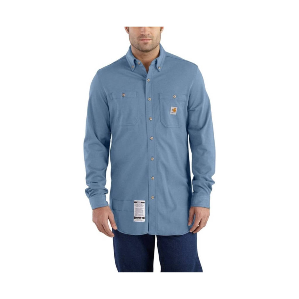 Carhartt Men's Flame Resistant Force Hybrid Long Sleeve Shirt - Medium Blue - Lenny's Shoe & Apparel