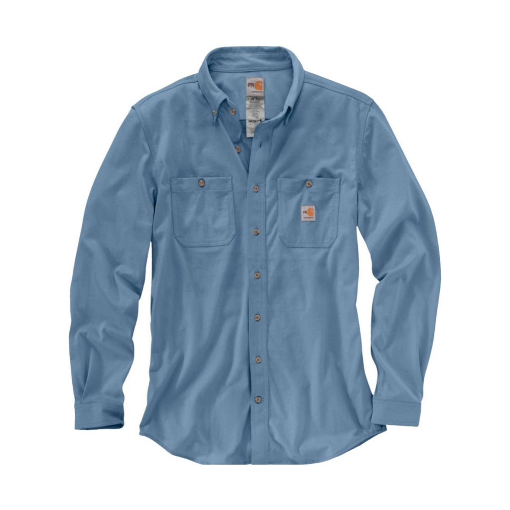 Carhartt Men's Flame Resistant Force Hybrid Long Sleeve Shirt - Medium Blue - Lenny's Shoe & Apparel