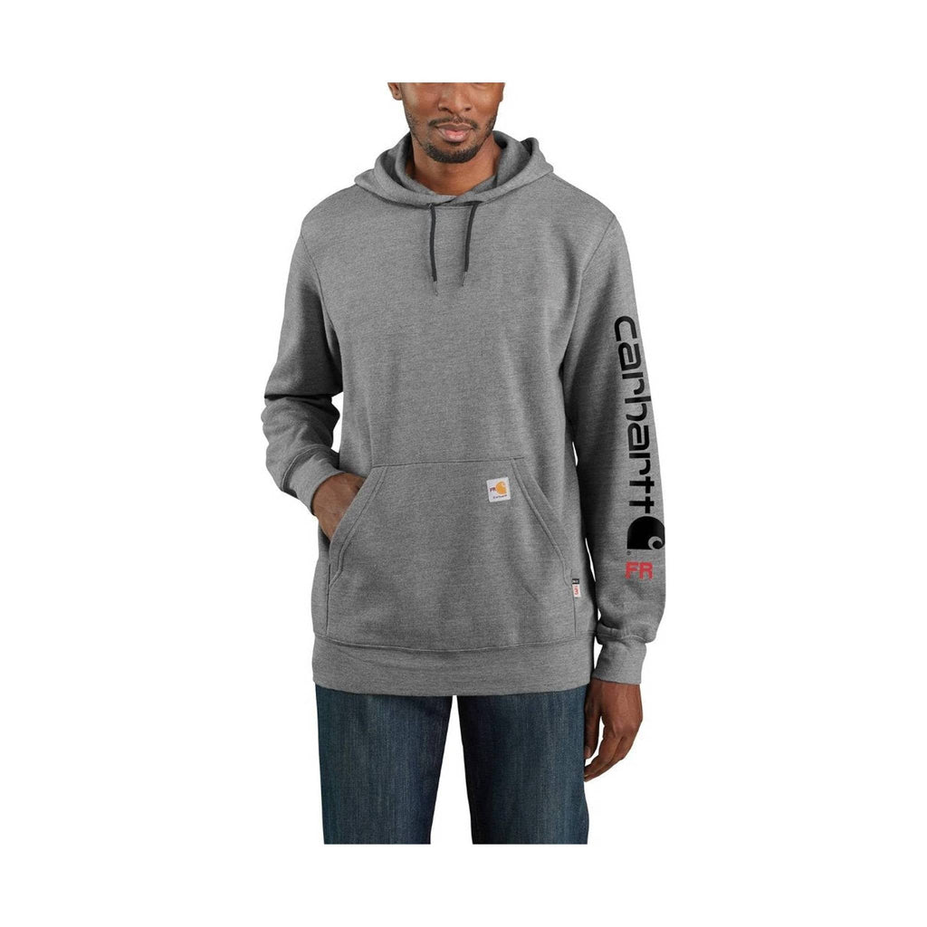 Carhartt Men's Flame Resistant Force Midweight Hooded Graphic Sweatshirt - Granite Heather - Lenny's Shoe & Apparel