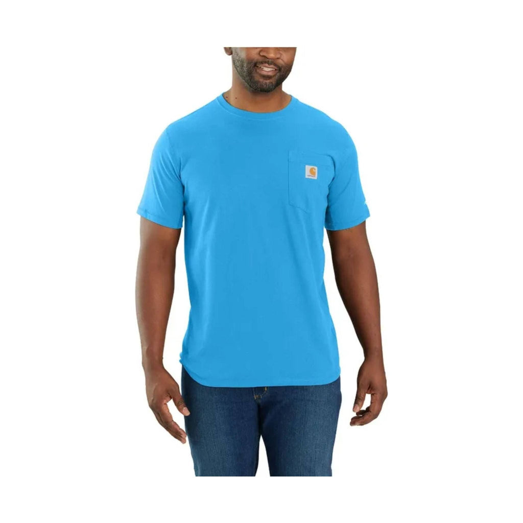 Carhartt Men's Force Relaxed Fit Short-Sleeve Pocket T-Shirt - Azure Blue - Lenny's Shoe & Apparel