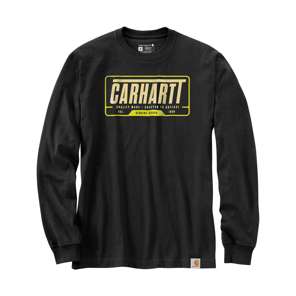 Carhartt Men's Loose Fit Heavyweight Long Sleeve Outlast Graphic T Shirt - Black/Yellow - Lenny's Shoe & Apparel