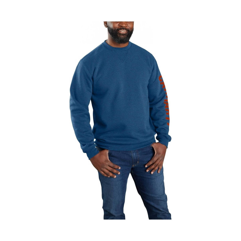 Carhartt Men's Loose Fit Midweight Crewneck Logo Sleeve Graphic Sweatshirt - Lakeshore Heather - Lenny's Shoe & Apparel