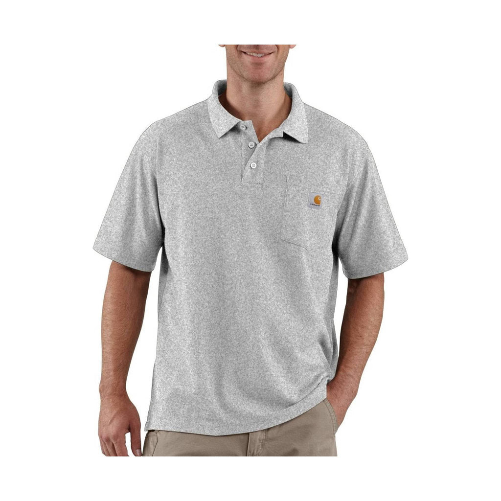 Carhartt Men's Loose Fit Midweight Short-Sleeve Pocket Polo - Heather Gray - Lenny's Shoe & Apparel