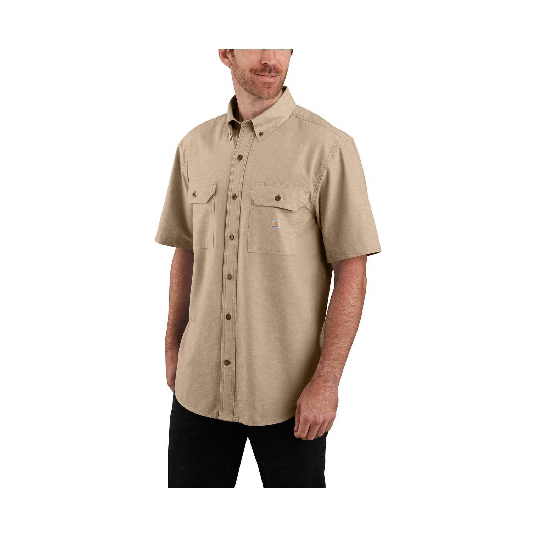 Carhartt Men's Original Fit Midweight Short-Sleeve Button-Front Shirt - Dark Tan Chambray,XL