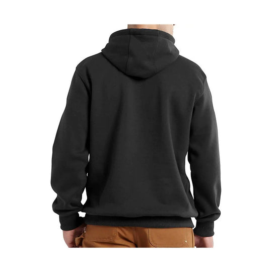 Black hooded sweatshirt shown from the back
