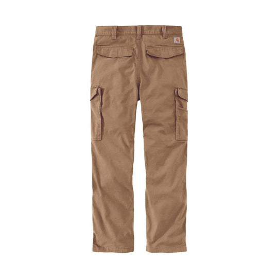 Tan cargo work pants with back and side pockets