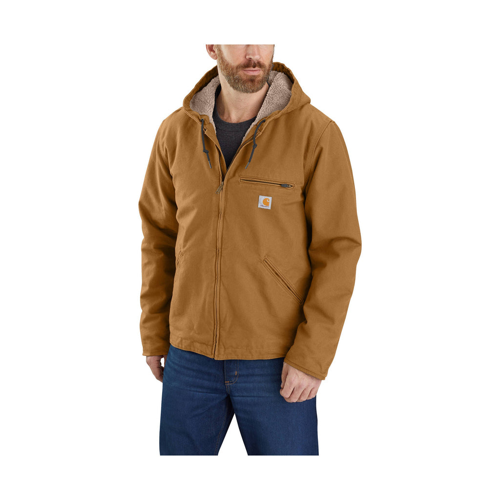 Carhartt Men's Relaxed Fit Washed Duck Sherpa Lined Jacket - Brown - Lenny's Shoe & Apparel