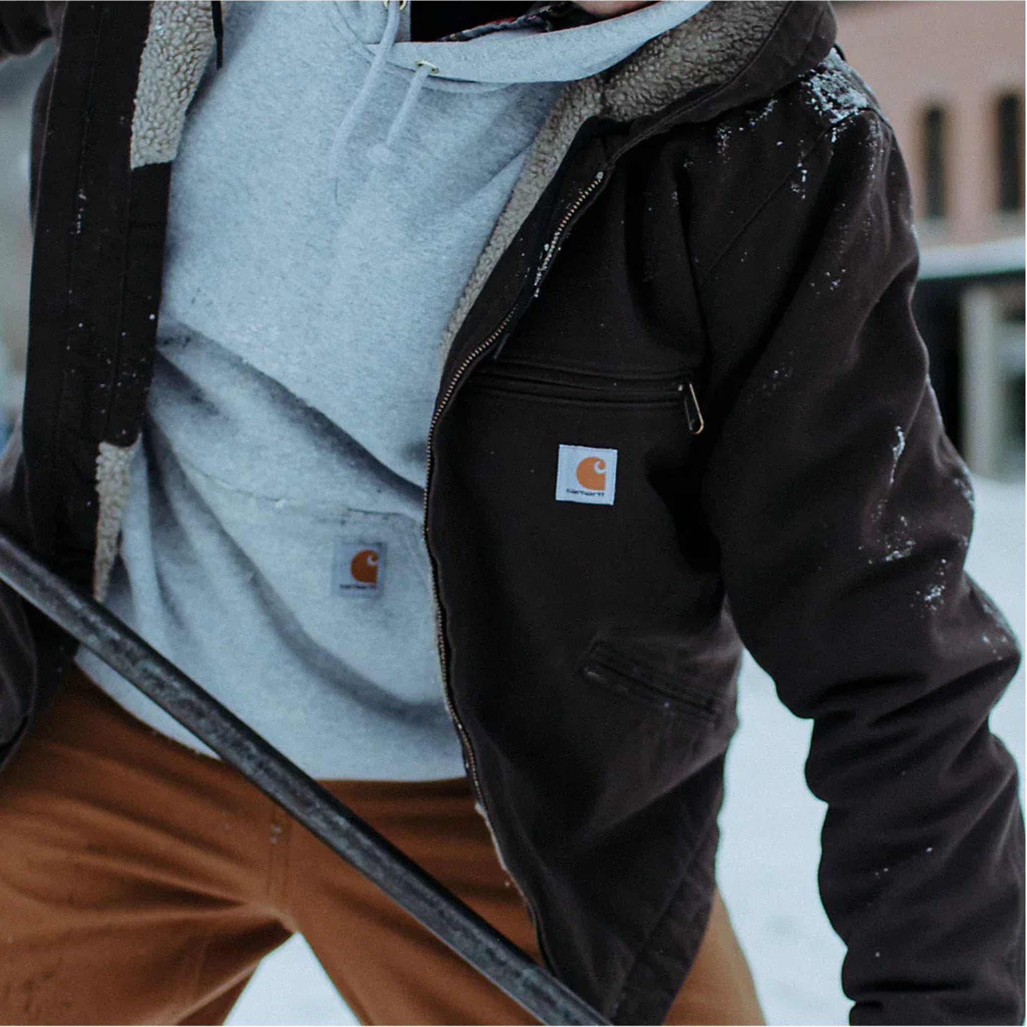 Carhartt Men's Relaxed Fit Washed Duck Sherpa Lined Jacket Dark Brown